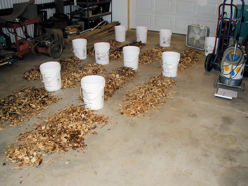 Drying 10 Pails of Larger Wood Chips