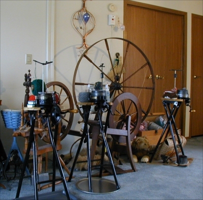 Sheri's current collection of Circular Sock Knitting Machines (CSM)