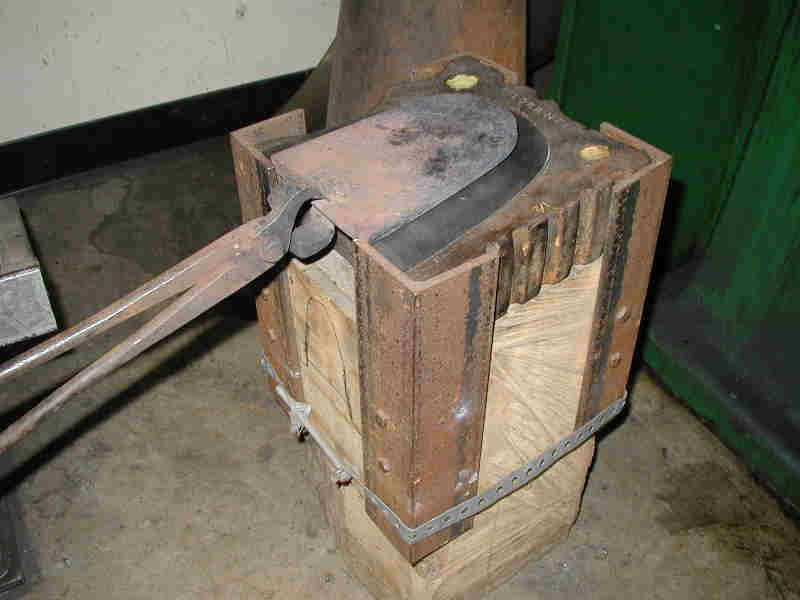 Swage Block on Stand with Tooling and Blank In Place