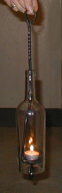 Wine Bottle Lamp Lit