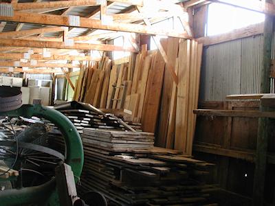 Sawn lumber standing vertically