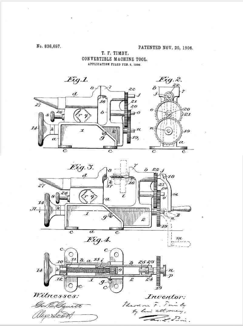 Timby Convertible machine tool, spur gear spindle drive